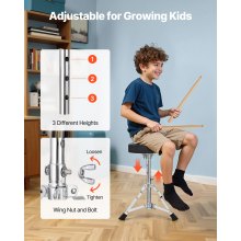 VEVOR Kids Drum Set 3-Piece Beginner Drum Kit with 355.6 mm Bass Drum (Red)
