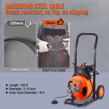 VEVOR Drain Cleaner Machine Electric Drain Auger 100 FT x 3/8 In Auto Feed